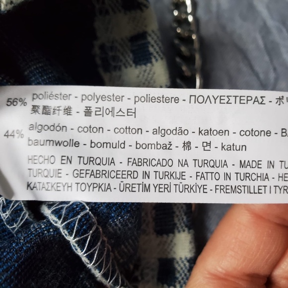 *Clearance*❗❗Zara Trafaluc Off Shoulder Blue Checkerboard Blouse - Picture 5 of 8